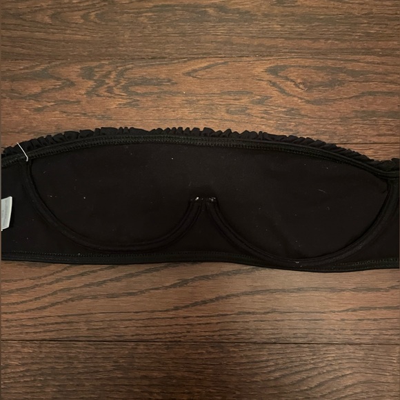 BCBG MAXAZRIA Swim Black Ruffle Tube Bikini Bathing suit Top - Picture 4 of 8